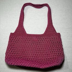The Sak fuchsia hand-crocheted shoulder bag, double handle, Boho, Vacation